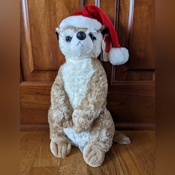 Christmas Meerkat plush San Diego Zoo Santa hat gift tag attached holiday - Picture 10 of 10